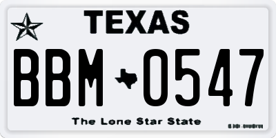 TX license plate BBM0547