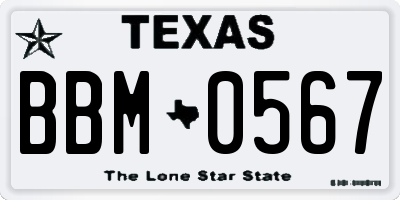 TX license plate BBM0567