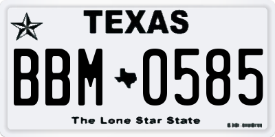 TX license plate BBM0585