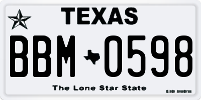 TX license plate BBM0598
