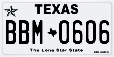 TX license plate BBM0606