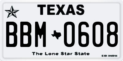 TX license plate BBM0608