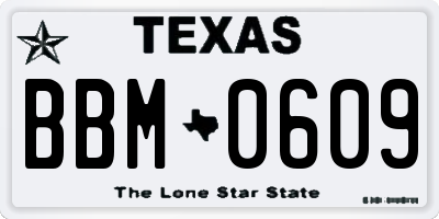 TX license plate BBM0609