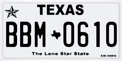 TX license plate BBM0610