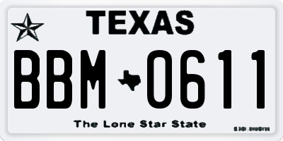 TX license plate BBM0611