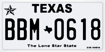 TX license plate BBM0618