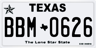TX license plate BBM0626