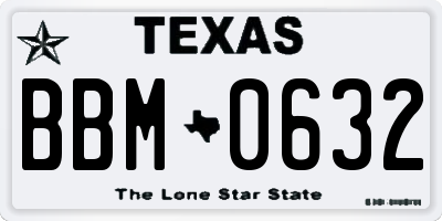 TX license plate BBM0632