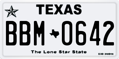 TX license plate BBM0642