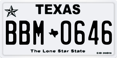 TX license plate BBM0646