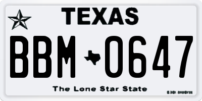 TX license plate BBM0647