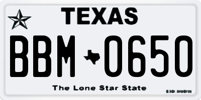 TX license plate BBM0650
