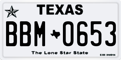 TX license plate BBM0653