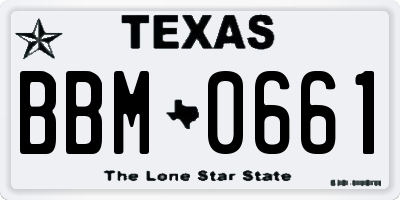 TX license plate BBM0661