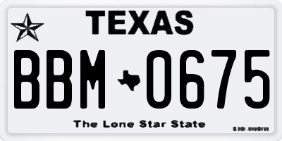 TX license plate BBM0675