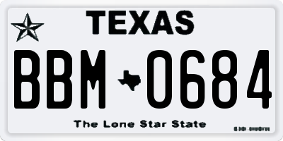 TX license plate BBM0684