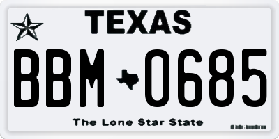 TX license plate BBM0685