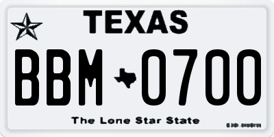 TX license plate BBM0700