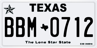 TX license plate BBM0712