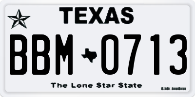 TX license plate BBM0713