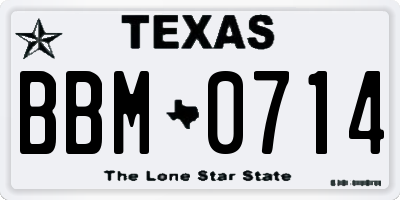 TX license plate BBM0714