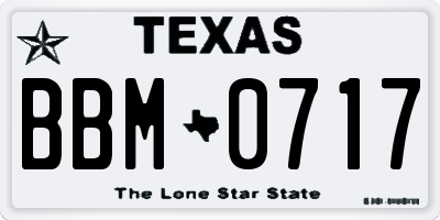 TX license plate BBM0717