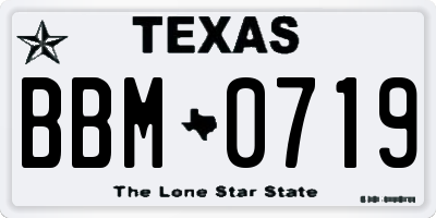 TX license plate BBM0719
