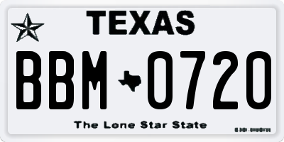 TX license plate BBM0720