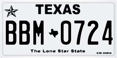 TX license plate BBM0724