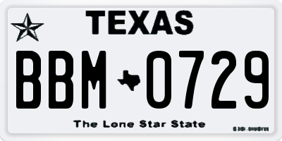 TX license plate BBM0729