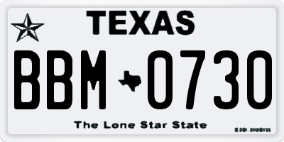TX license plate BBM0730