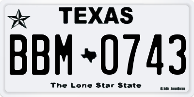 TX license plate BBM0743