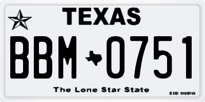 TX license plate BBM0751