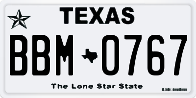 TX license plate BBM0767