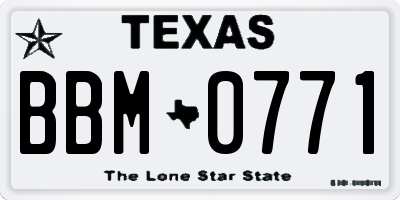 TX license plate BBM0771