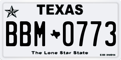TX license plate BBM0773