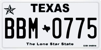 TX license plate BBM0775
