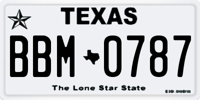 TX license plate BBM0787