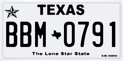 TX license plate BBM0791