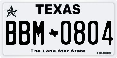 TX license plate BBM0804