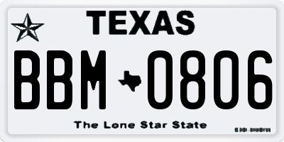 TX license plate BBM0806
