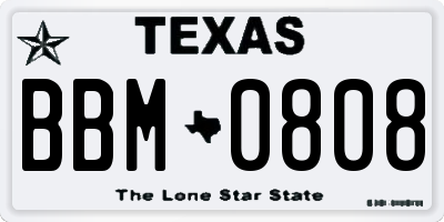 TX license plate BBM0808