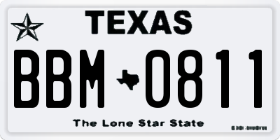 TX license plate BBM0811