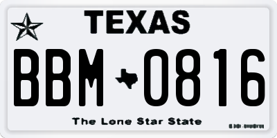 TX license plate BBM0816
