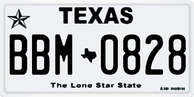 TX license plate BBM0828