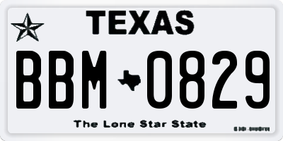 TX license plate BBM0829