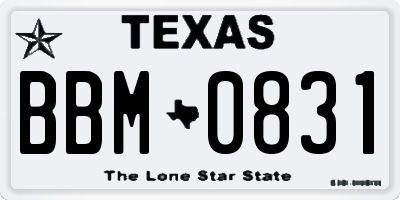 TX license plate BBM0831