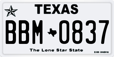 TX license plate BBM0837