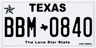 TX license plate BBM0840