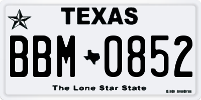 TX license plate BBM0852